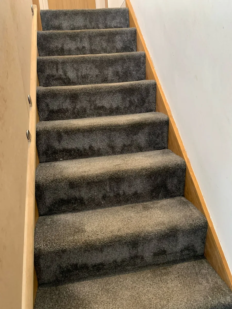 Stair carpet before cleaning in Scunthorpe by W.M Carpet Cleaning Services
