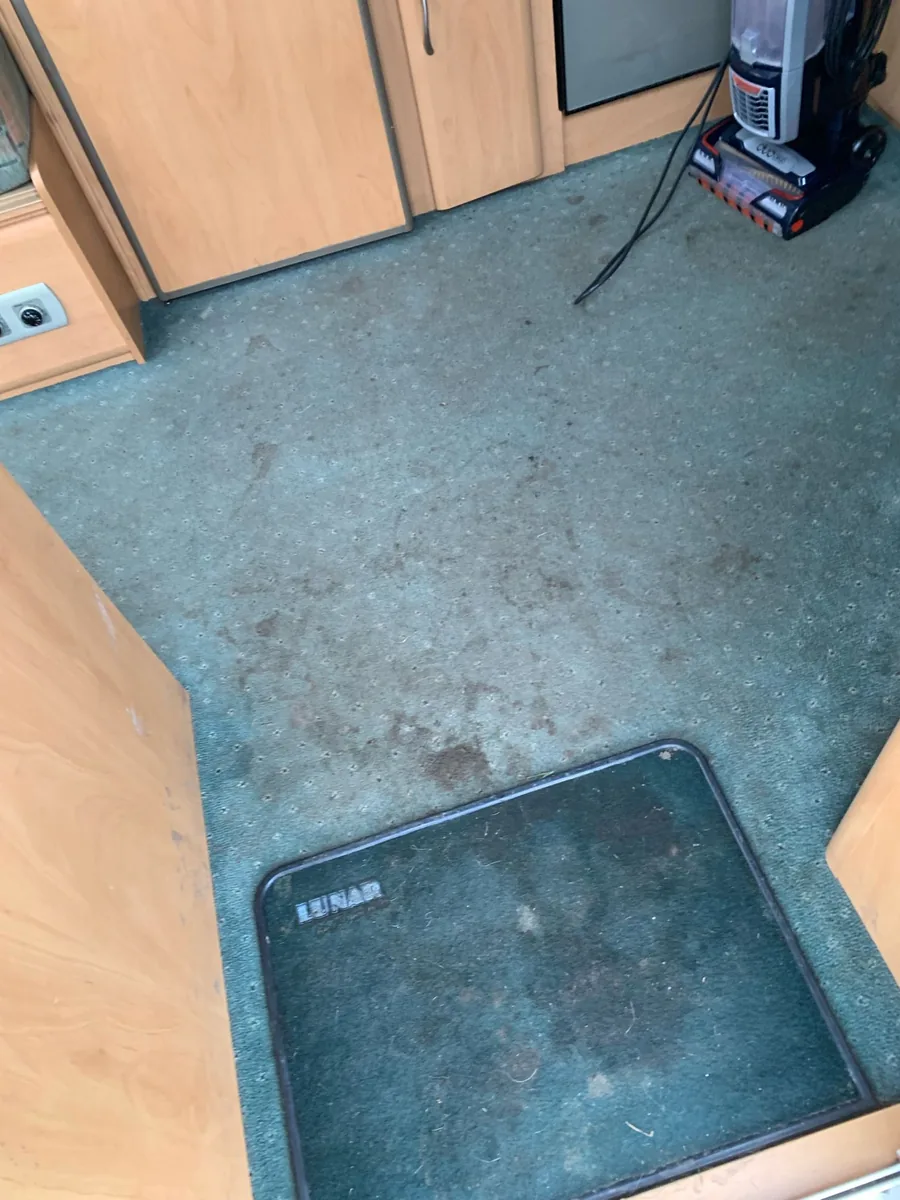 Static caravan carpet before professional cleaning in North Lincolnshire by W.M Carpet Cleaning Services